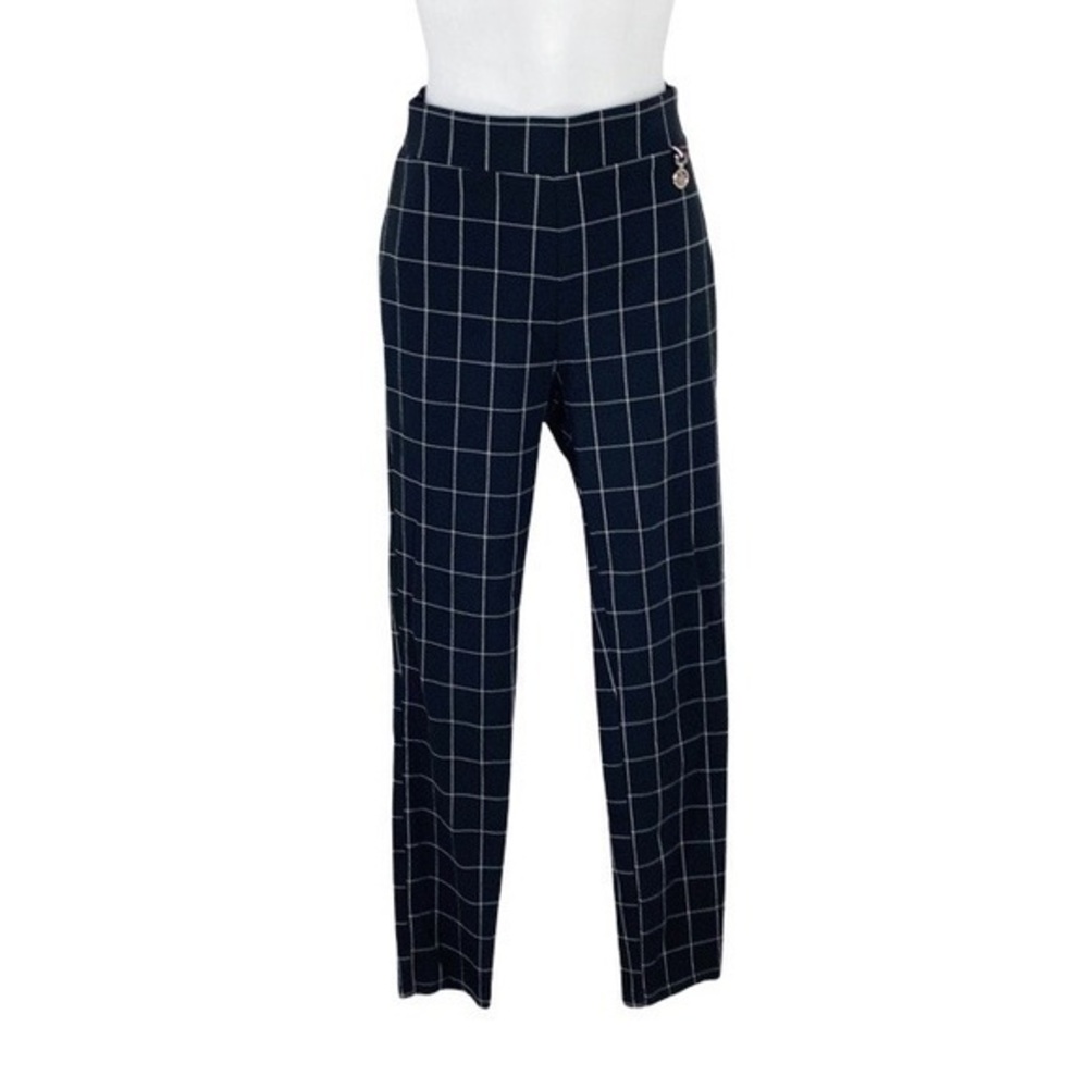 Tommy Hilfiger Black White Windowpane Pull-On Ankle Pants 4